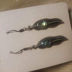 Brass feather earrings